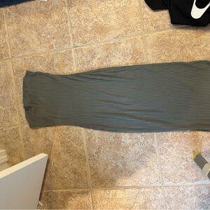 Olive Green Ribbed Maxi Skirt